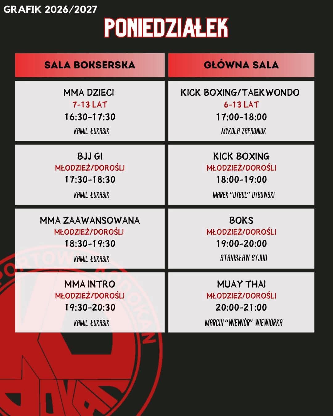 grafik poniedziałek